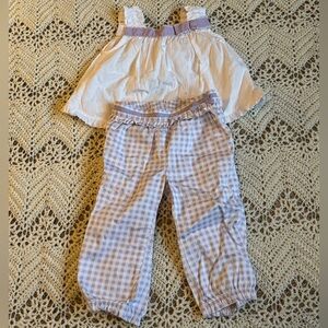 Vintage Gymboree White & Purple Gingham Baby Outfit Adorable Size 12-18 Months